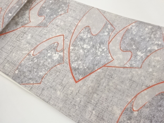 変わり格子に地紙模様織出し名古屋帯